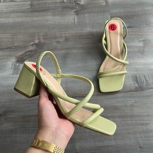 SOLD Green Block Heel Sandals
